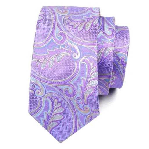 Silk Tie in Pastel Lilac Paisley Design for Classy Men