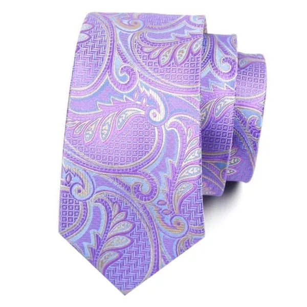 Silk Tie in Pastel Lilac Paisley Design for Classy Men