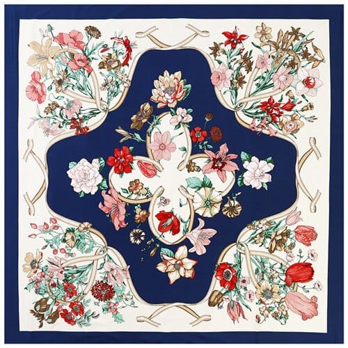 Floral Pattern Print Women's Pretty Hand-Rolled Twill Silk Scarf 130cm