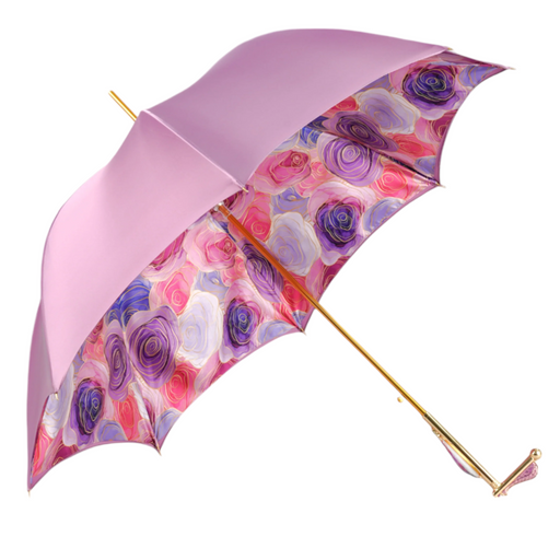 Luxury Blushing Elegance Pink Umbrella with Floral Accents