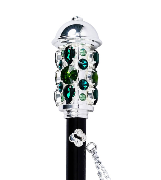 Luxury Jewelry Shoe Horn Cane - Silver & Emerald Accents