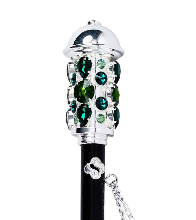 Luxury Jewelry Shoe Horn Cane - Silver & Emerald Accents
