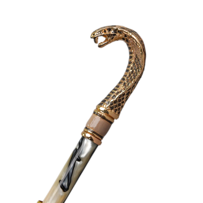 Premium Satin Umbrella with 24K Gold Cobra Handle Art