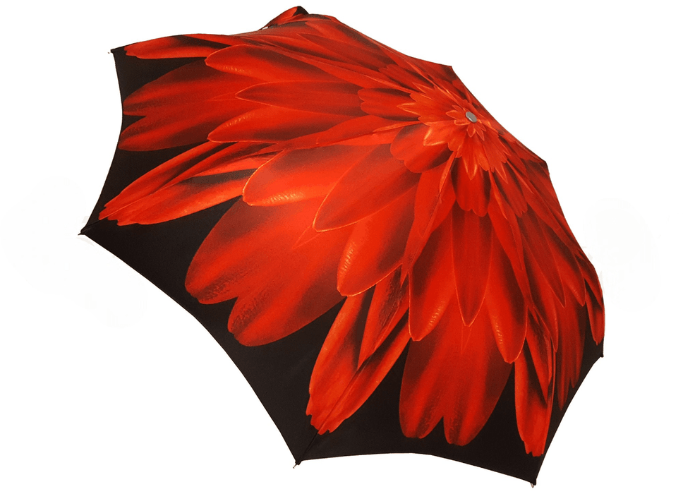 Red Dahlia Print Luxury Folding Ladies Umbrella
