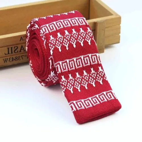 Mens Red Square Knit Tie for Classy Winter Style
