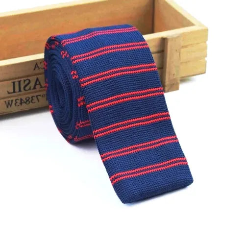 Blue and Red Striped Knit Tie for Classy Men