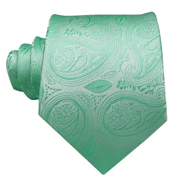Mint Green Floral Paisley Silk Tie for Classy Men