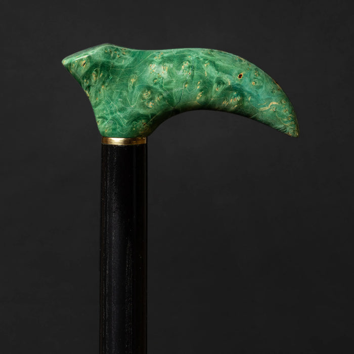 Designer Malachite Shade Walking Cane with Maple Burl Handle