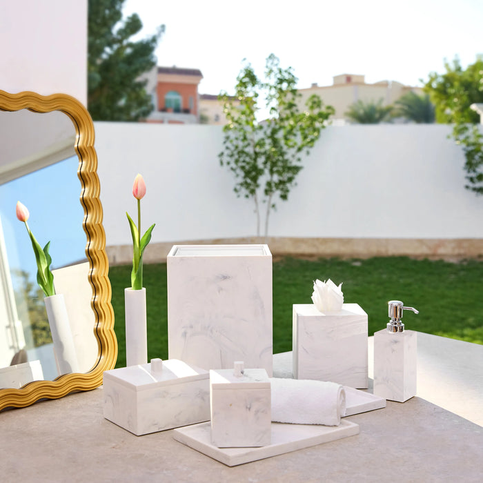 Elegant Marble Resin Bathroom Set – Natural Stone Look, 6-Piece