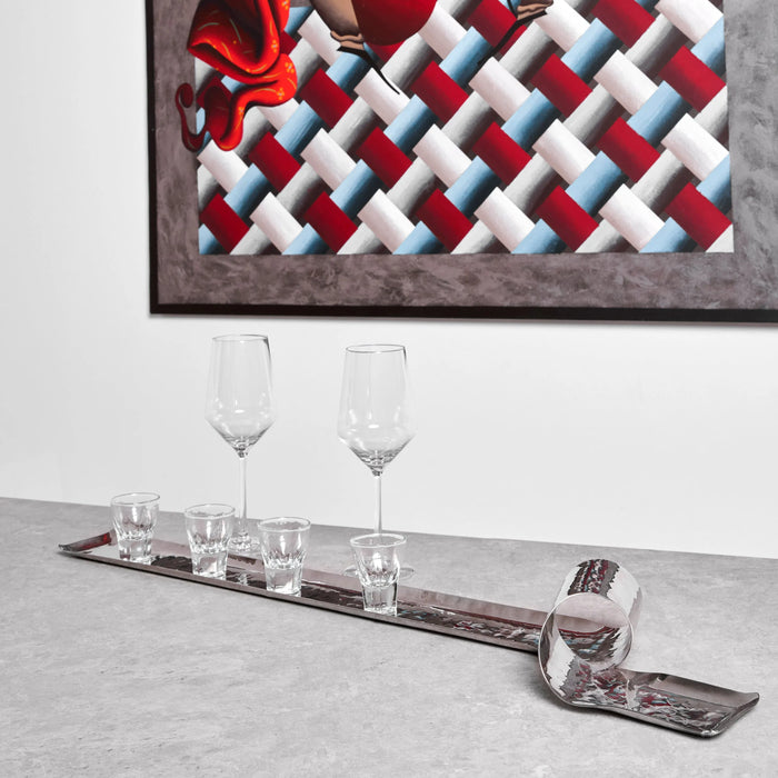 Polished Stainless Steel Wave Tray – 31.5" Hammered Finish
