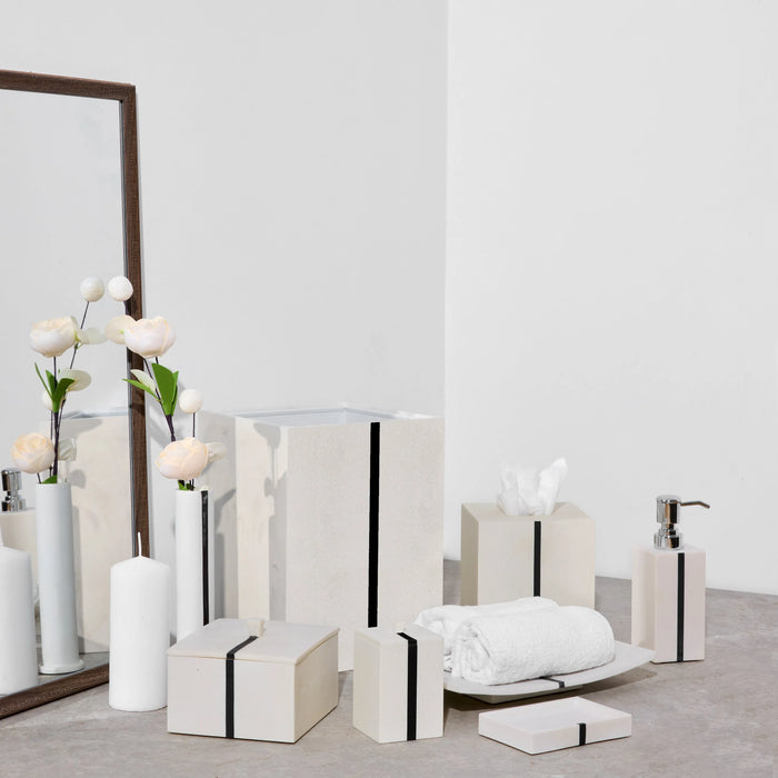 Santorini Bathroom Set – Quartz-Style Resin, 6-Piece Design