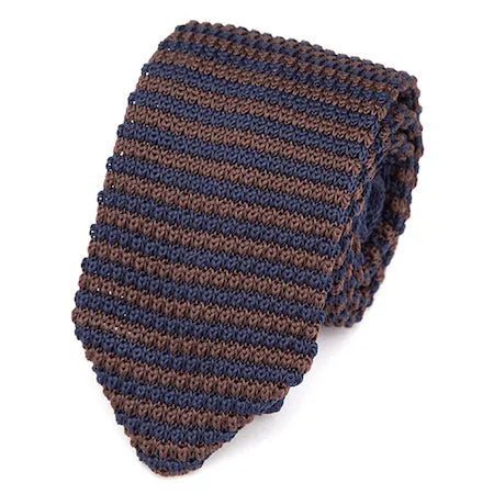 Navy Blue Brown Knitted Tie for Classy Men