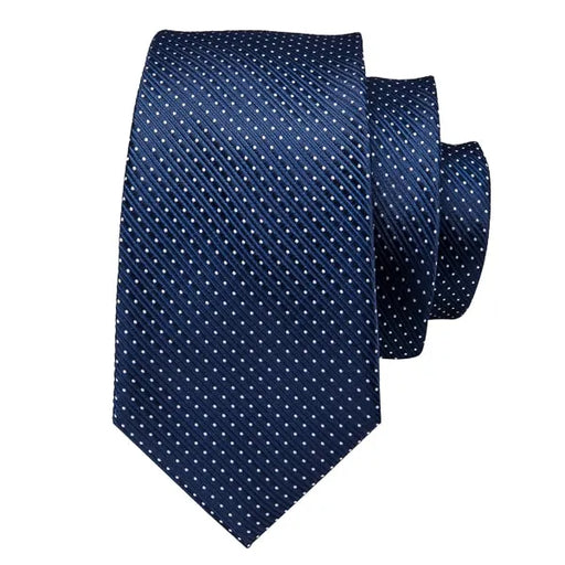 Navy Blue Dotted Silk Tie for Classy Men