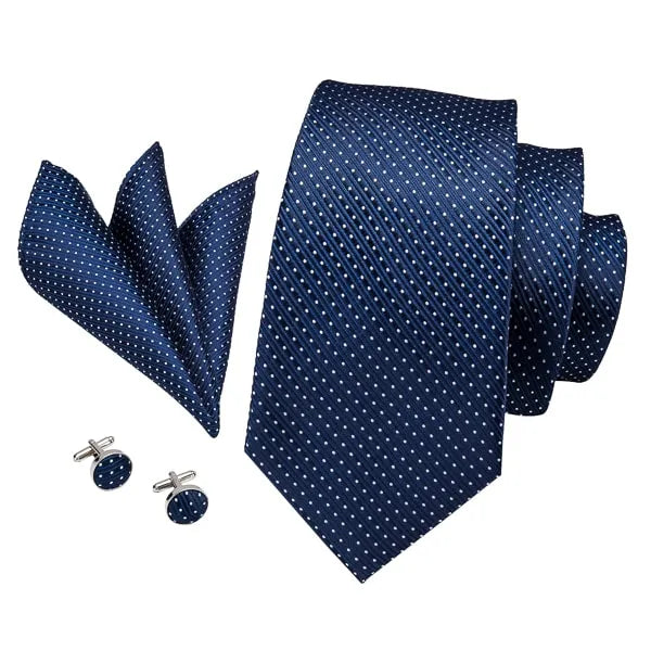 Navy Blue Dotted Silk Tie for Classy Men