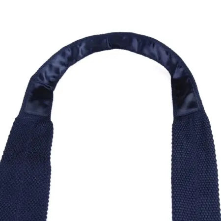 Navy Blue Knitted Tie for Men - Classy Solid Design
