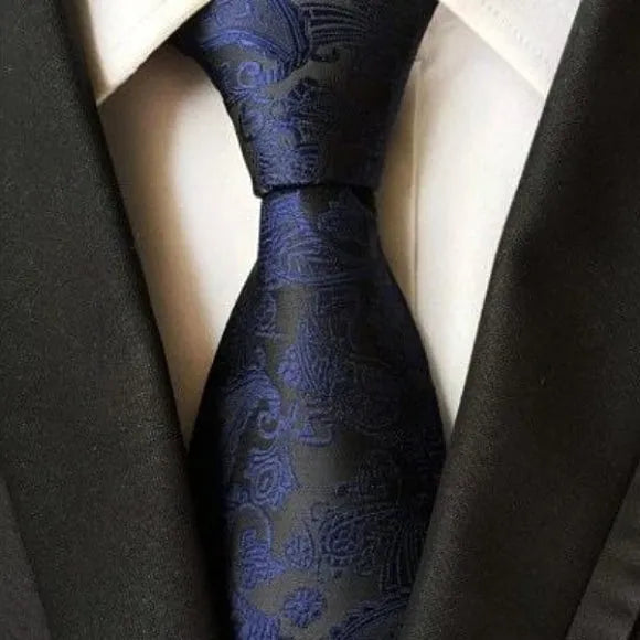 Navy Blue Paisley Tie for Classy Men - Elegant Accessories for Formal Attire