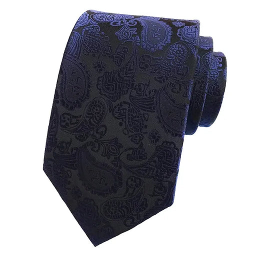 Navy Blue Paisley Tie for Classy Men - Elegant Accessories for Formal Attire