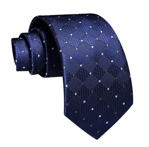 Designer Blue Silk Tie with Polka Dots for Classy Men