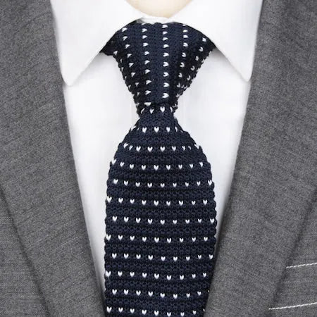 Navy Blue Dot Knitted Tie for Classy Men