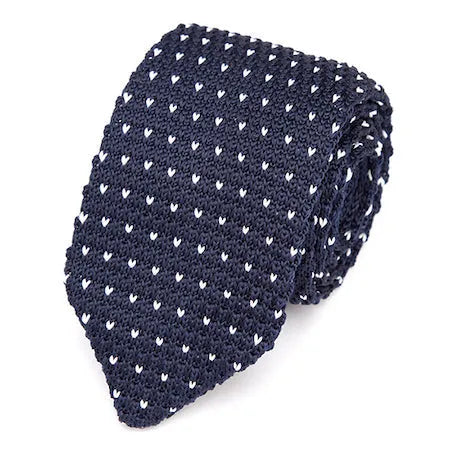 Navy Blue Dot Knitted Tie for Classy Men