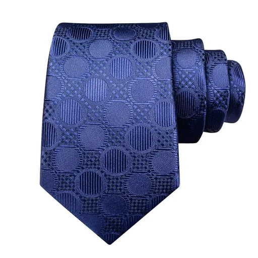 Navy Blue Circle Silk Tie for Men - Classy Accessory for Formal and Casual Wear