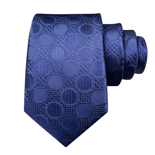 Navy Blue Circle Silk Tie for Men - Classy Accessory for Formal and Casual Wear