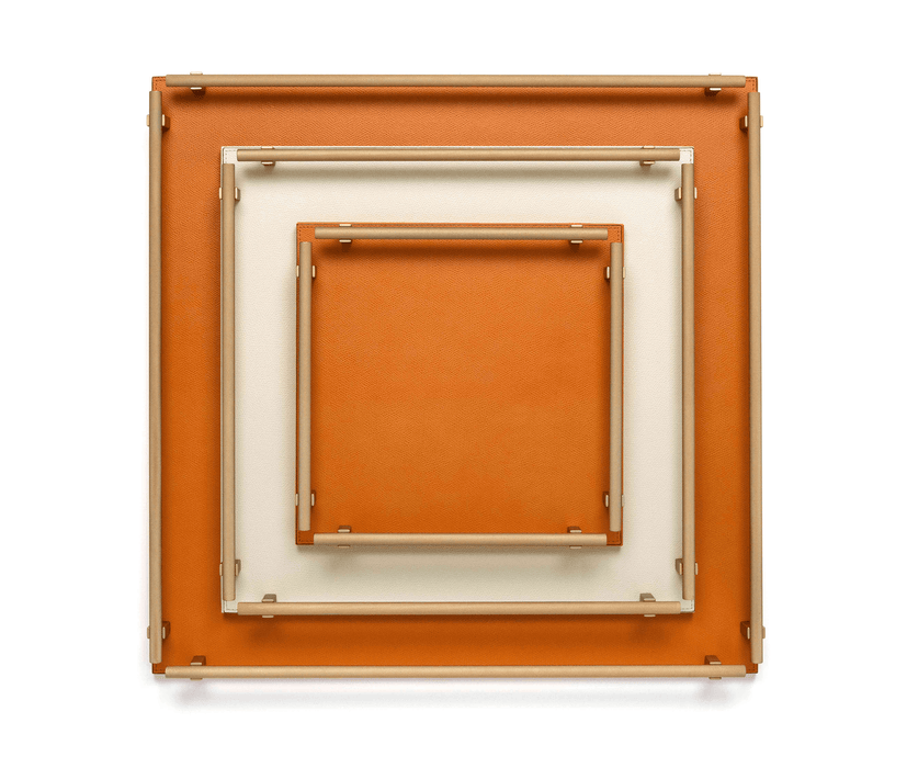 Versatile Leather Robert Square Tray with Knurled Handles