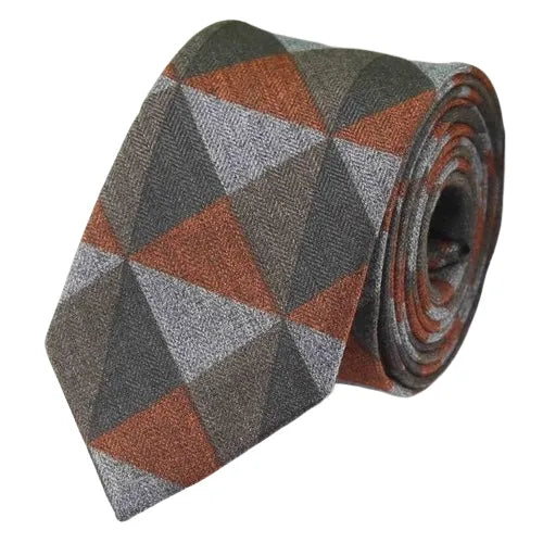 Orange Triangle Cotton Necktie for Classy Men
