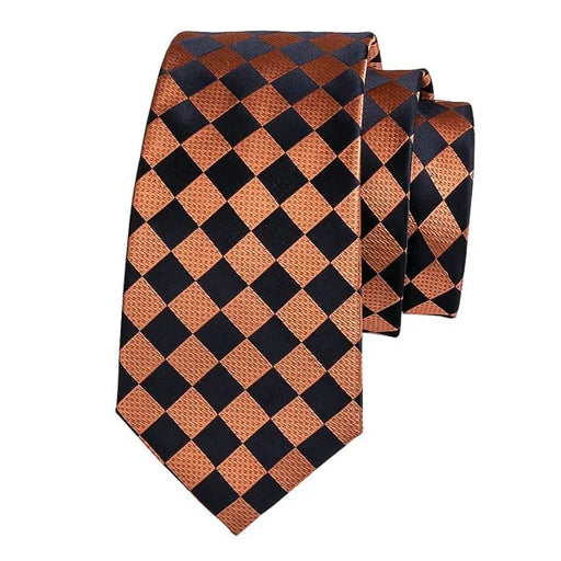 Orange and Black Diamond Silk Tie for Men - Classy Accessory