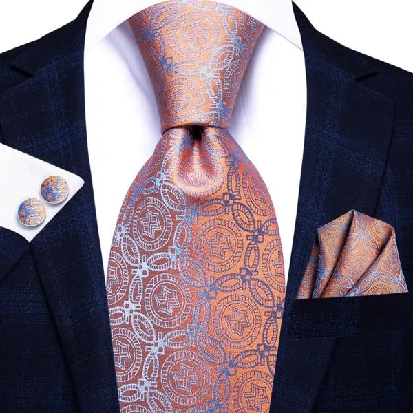 Orange and Blue Circles Silk Tie for Classy Men