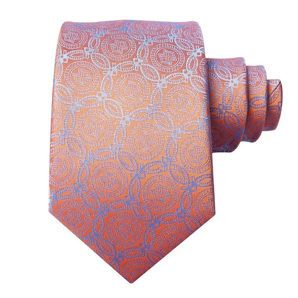 Orange and Blue Circles Silk Tie for Classy Men