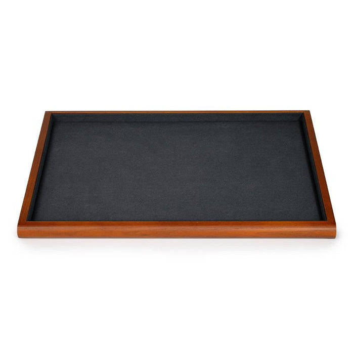Wood Gray Microfiber Jewelry Display Tray Organizer