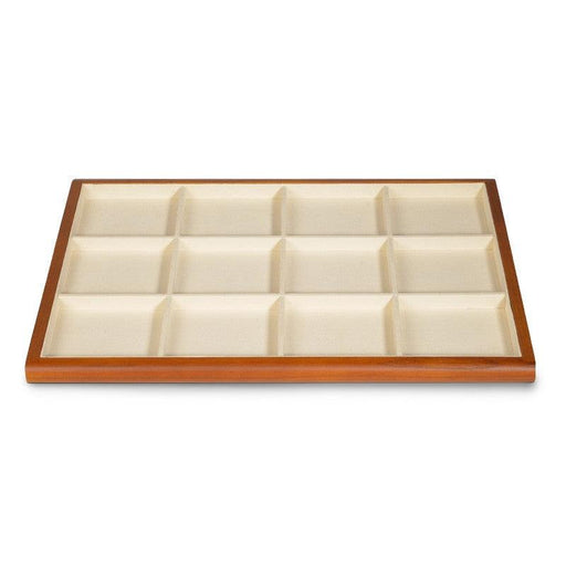 White Microfiber Wood Jewelry Display Tray Organizer