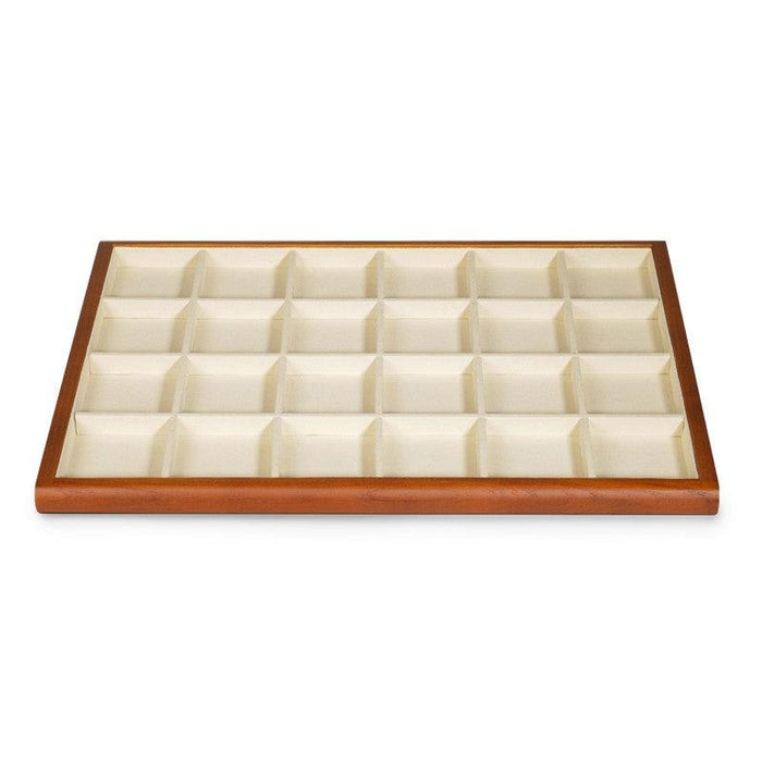 White Microfiber Wood Jewelry Display Tray Organizer