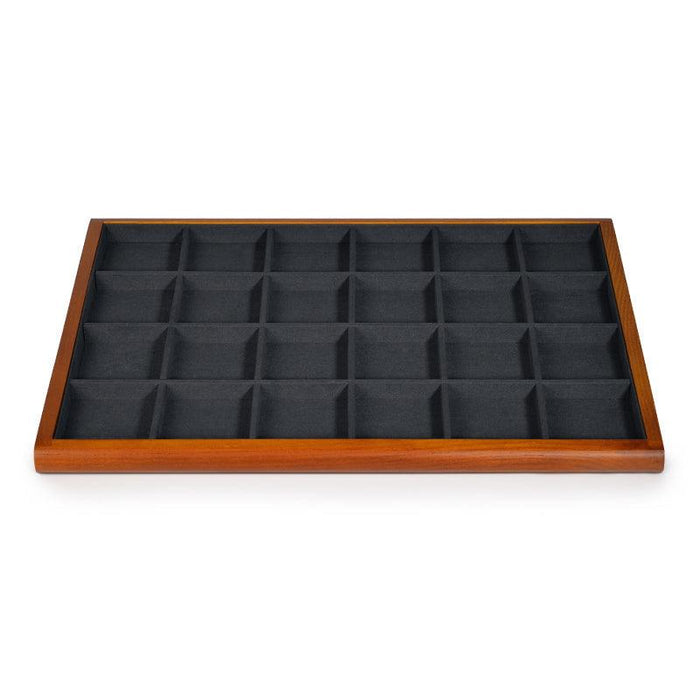 Wood Gray Microfiber Jewelry Display Tray Organizer