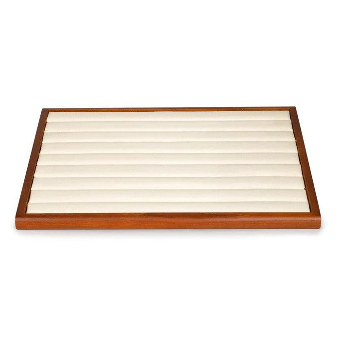 White Microfiber Wood Jewelry Display Tray Organizer