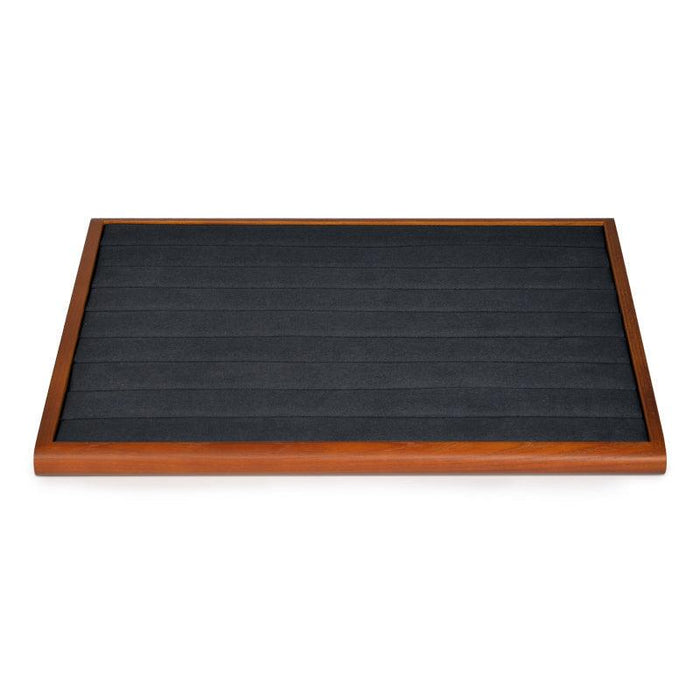 Wood Gray Microfiber Jewelry Display Tray Organizer