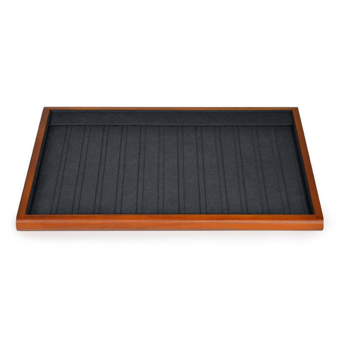 Wood Gray Microfiber Jewelry Display Tray Organizer