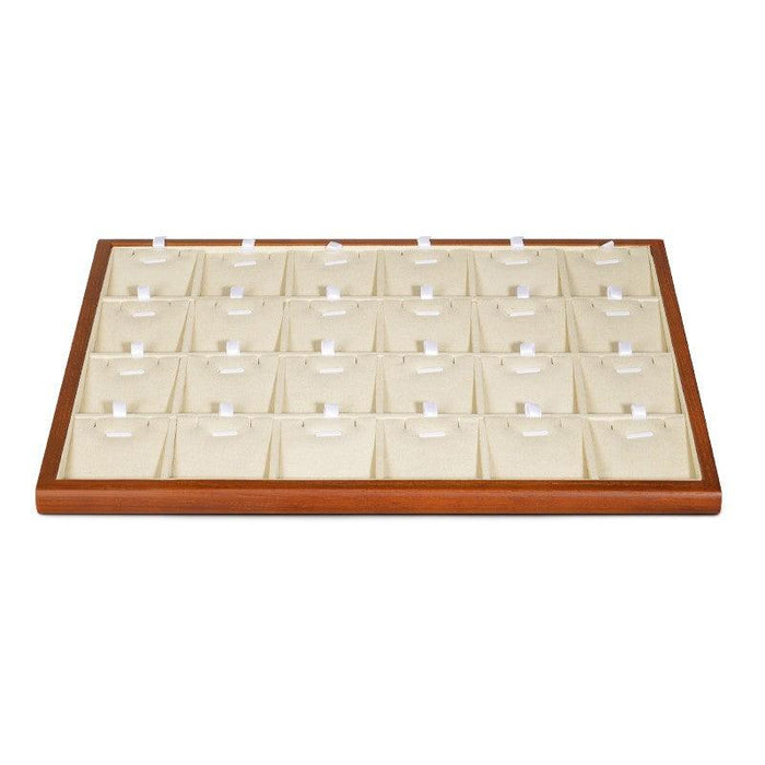 White Microfiber Wood Jewelry Display Tray Organizer
