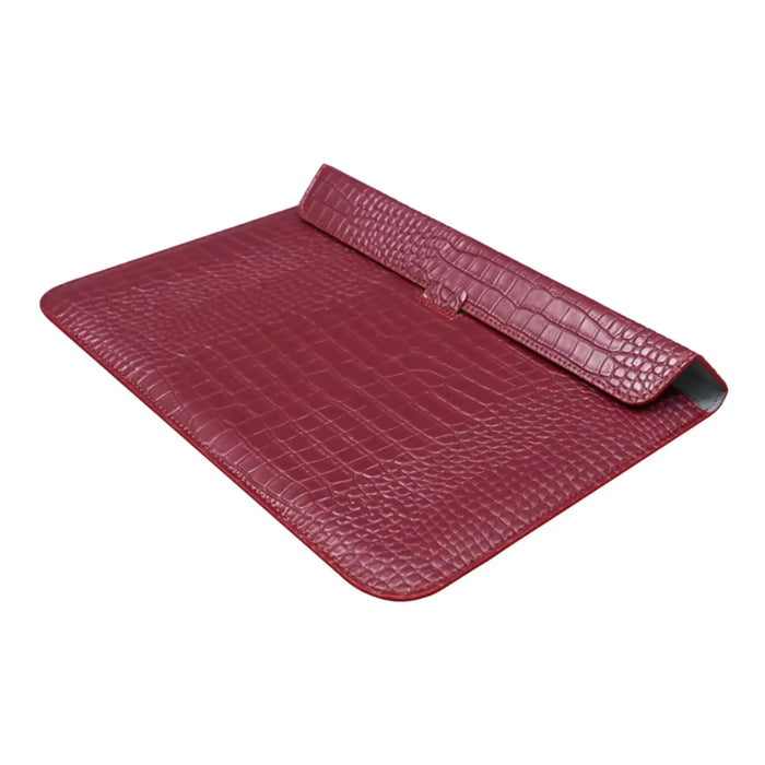 Crocodile Textured PU Leather Laptop Sleeve with Built-In Stand