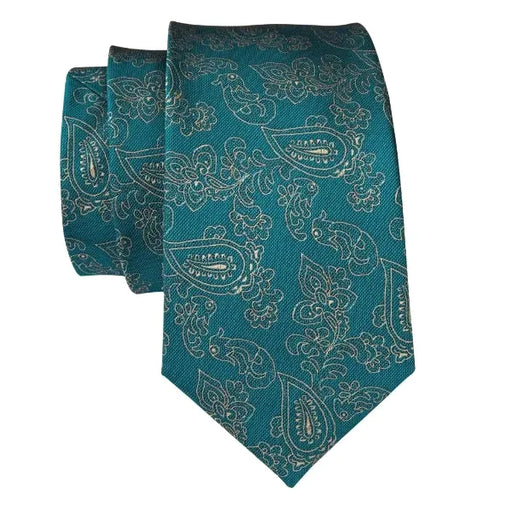 Silk Tie for Men in Persian Green Floral Paisley Design