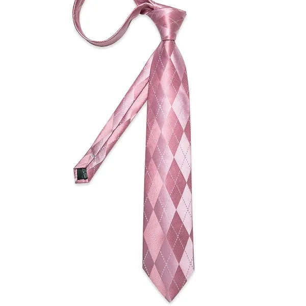 Pink Argyle Silk Necktie for Classy Men - Stylish Accessory for Formal Events