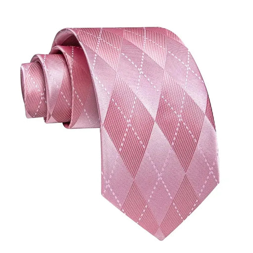 Pink Argyle Silk Necktie for Classy Men - Stylish Accessory for Formal Events