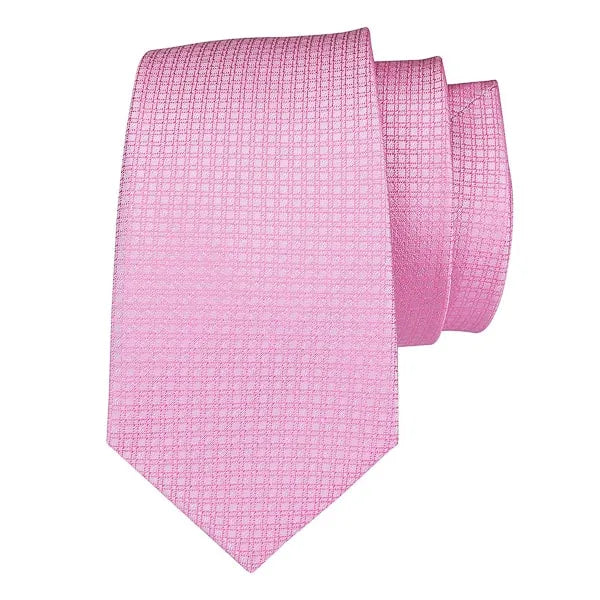 Luxury Silk Tie for Men in Classy Pink Plaid Design