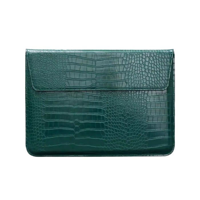 Crocodile Textured PU Leather Laptop Sleeve with Built-In Stand