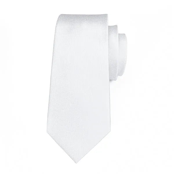 Classy Men Pure White Grid Silk Tie