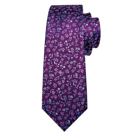 Purple Floral Silk Tie for Men - Elegant Accessory for Formal Occasions