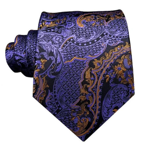 Purple Gold Floral Silk Tie for Classy Men