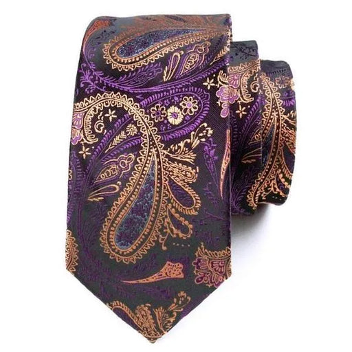 Purple Gold Paisley Silk Tie for Classy Men