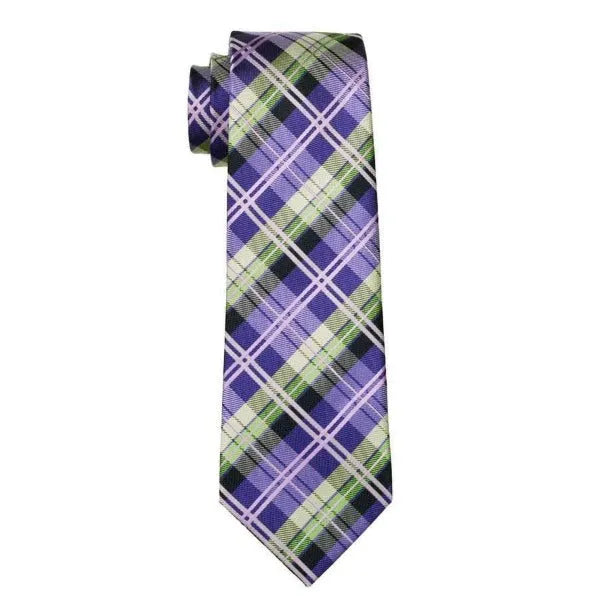 Violet Green Tartan Silk Tie for Classy Men